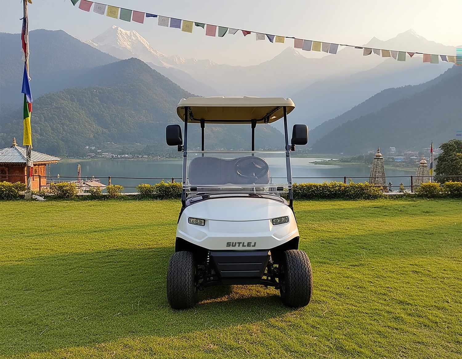 Metallic White Golf Cart Four Seater